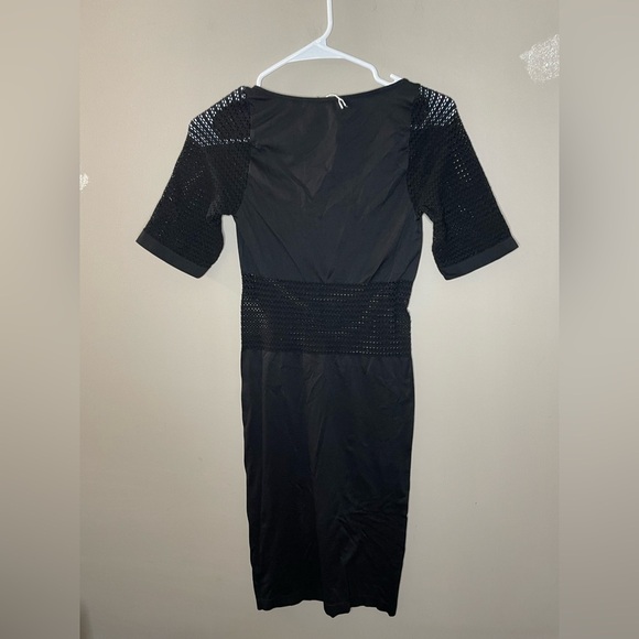 Bebe Black Dress Fishnet Detail Size M/L - Picture 4 of 5